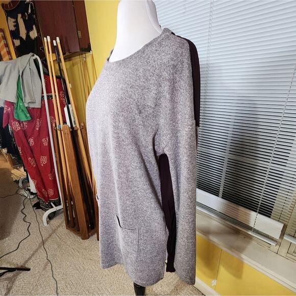 Ann‎ Taylor Loft $90 Large Light Brown Heather Sweater Front Blouse Back Top - Picture 3 of 9